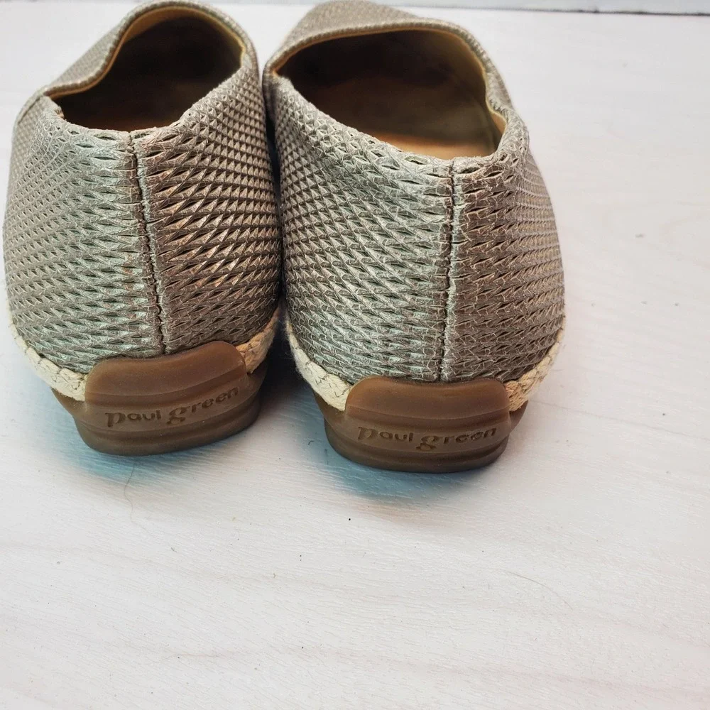 Paul Green Woven Leather Espadrille Flats Made in‎ Austria 6.5 Resort-Ready